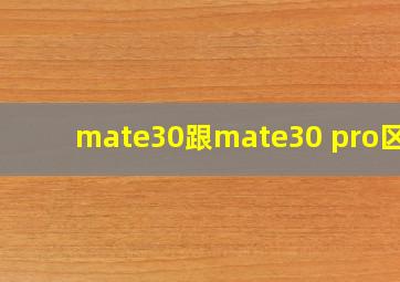 mate30跟mate30 pro区别